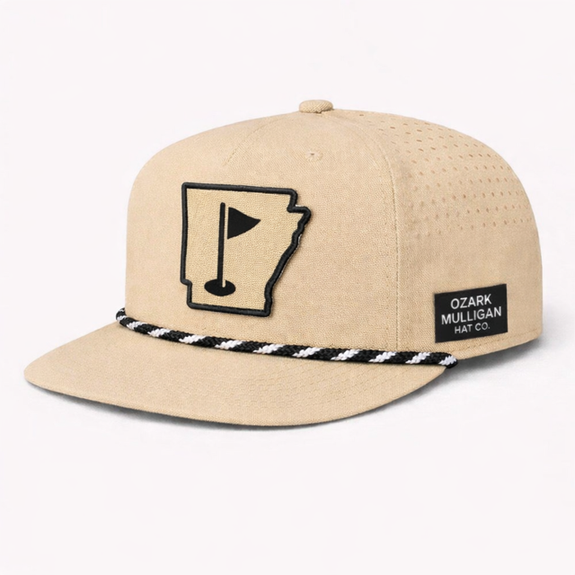 Ozark Mulligan AR Golf Hat – Sand & Black