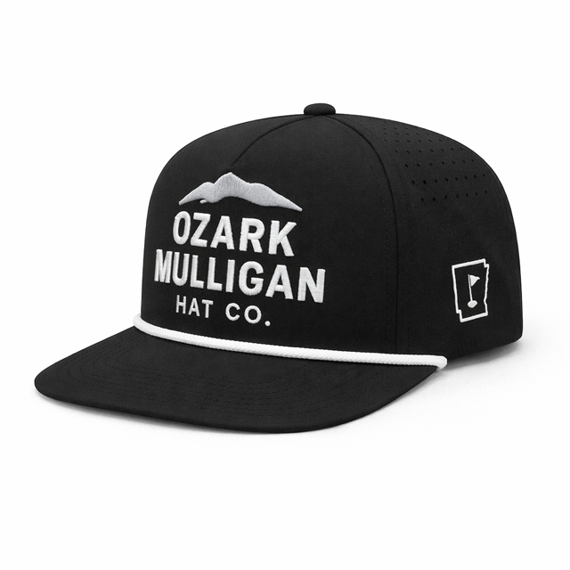 Ozark Mulligan – Classic Logo Hat – Black & White Limited AR Edition