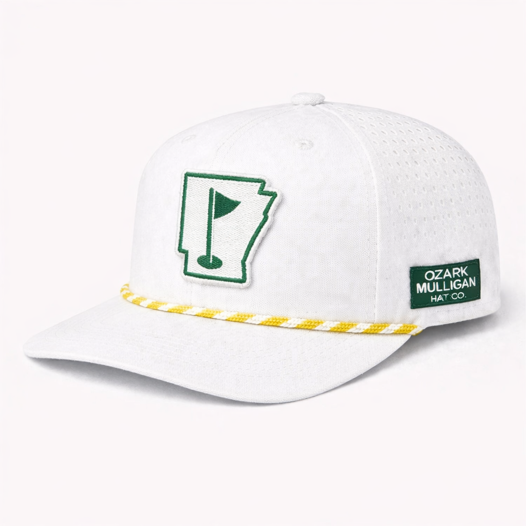 Ozark Mulligan AR Golf Hat – White Yellow Rope