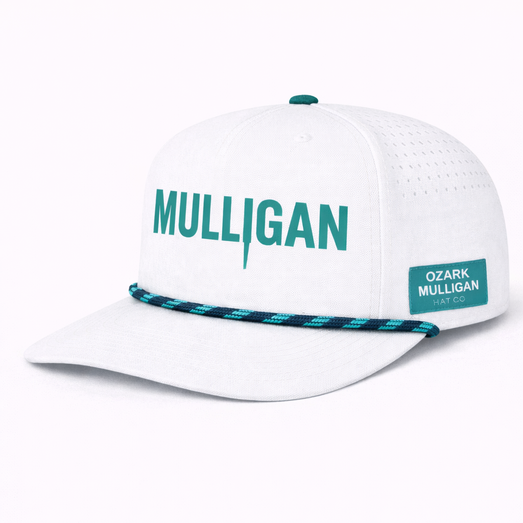 Ozark Mulligan – Mulligan Hat – White & Teal