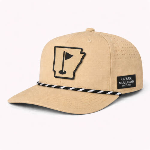 Ozark Mulligan AR Golf Hat – Sand & Black